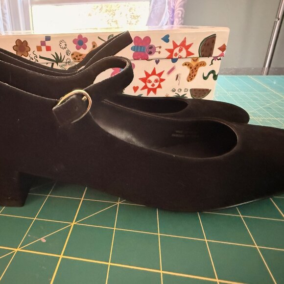 Jeffrey Campbell Black Suede Low Heel Mary Janes, Size 9 - Picture 1 of 5